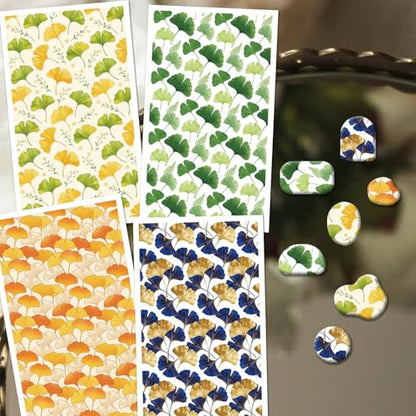 OLYCRAFT 24Pcs Ginkgo Leaves Clay Transfer Paper 4 Design Golden Leaf Clay Transfers Paper for Polymer Clays Earring Autumn Fall Transfer Sheets Small Ceramic Decal for Earring Jewelry Making - color: Ginkgo Leaves