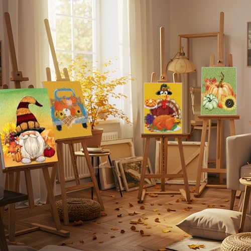 6 Pack Pre Drawn Canvas for Painting Pre Printed Canvas Kit 8 x 10 Inch Stretched Cotton Paint and Sip Set for Adults Couple Party Graduation Summer Date Night(Thanksgiving) - style: Thanksgiving