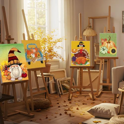 6 Pack Pre Drawn Canvas for Painting Pre Printed Canvas Kit 8 x 10 Inch Stretched Cotton Paint and Sip Set for Adults Couple Party Graduation Summer Date Night(Thanksgiving) - style: Thanksgiving