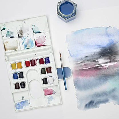 Winsor & Newton Cotman Watercolor Paint Set, Field Set, 14 Half Pan w/ Brush, Mixing Palette - style: 14 Half Pan Field Set