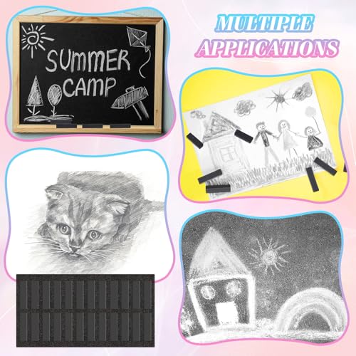 Watersay 24 Pcs Soft Pastel Drawing Chalk Set Square Sketch Chalk Non-toxic Artist Pastel Sticks for Professional Artists and Art Lovers(30 x 8 x 8 mm,Black Color) - color: Black Color