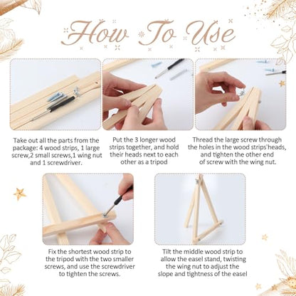 YooNotee 6 Pcs Winter Wonderland Paint by Numbers Kit for Adults 12x8 Inch Christmas Themed Canvas with Easel, DIY Oil Painting for Beginners, Home Wall Decor - style: Tree