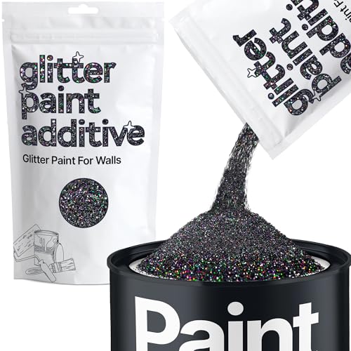 Black Holographic Glitter Paint Additive for Walls 100g / 3.5oz | Glitter Additive Sparkle for Interior & Exterior Wall Paint, Furniture, Varnish | Hemway - color: Black Holographic