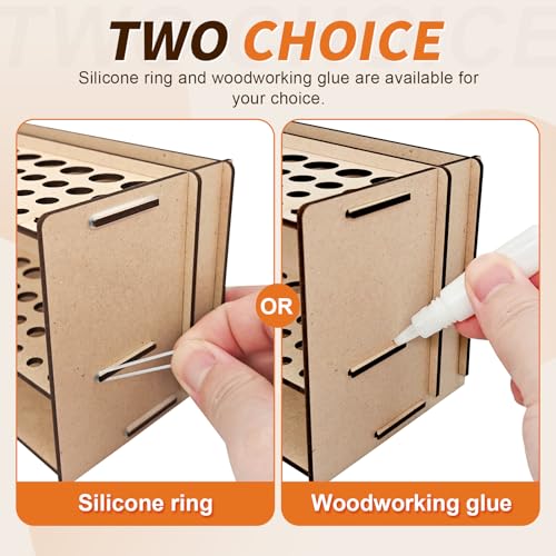 Wooden Paint Brush Holder with Wood Glue 69 Holes MDF Paintbrush Holder Organizer Artist Brush Holder Paint Brush Stand Rack for Artist Brushes Pens Pencils - style: 69 Holes
