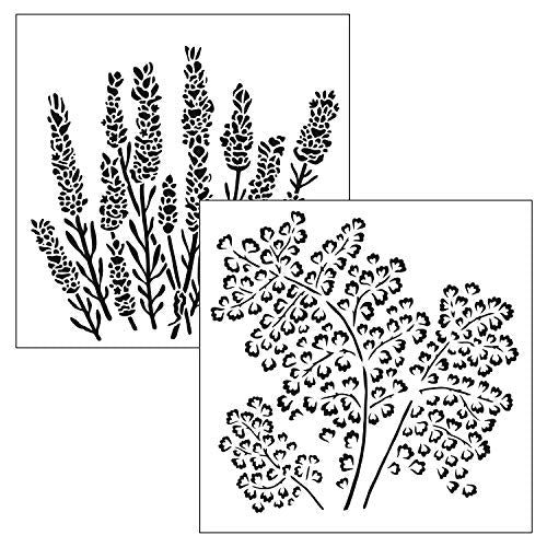 The Crafter’s Workshop - Reusable Botanical Stencil for Painting and Crafts – Beautiful Layering Pattern for DIY Projects – 2 Pk, 6" x 6" – Lavender/Maidenhair Fern - style: Lavender / Maidenhair Fern