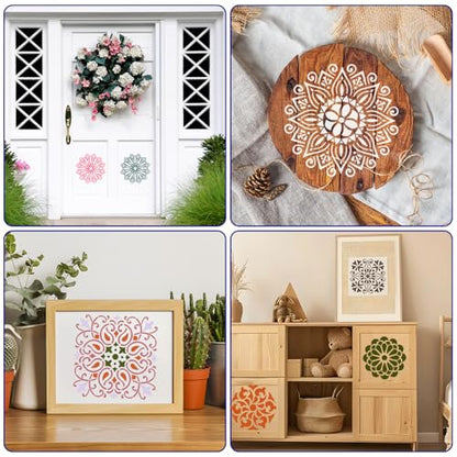 16 PCS Reusable Stencils, Mandala Stencils Mandala Dot Painting Templates Stencil for Painting DIY Art Scrapbook Fabric Furniture on Wood Floor Wall Tile, 6 x 6 Inch - color: L
