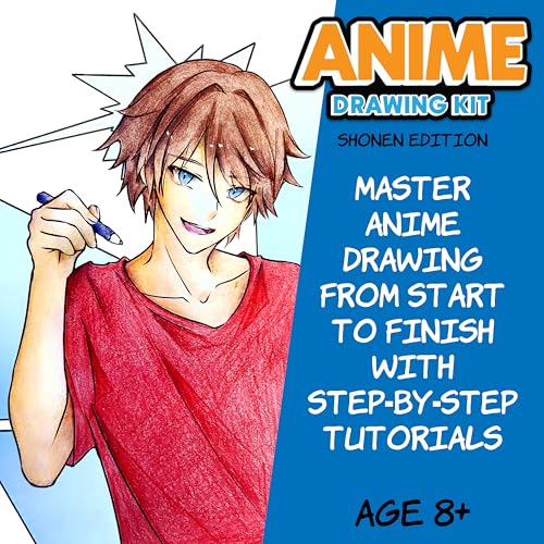 Faber-Castell Anime Drawing Kit: Shonen Edition | Step-by-Step Instruction Book with 20 Practice Pages, Color Pencil Set & Drawing Supplies for Kids, Summer Craft Supplies (1 Book) - style: Shonen Edition