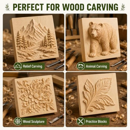 Unfinished Wood Blocks for Crafting, 4 Pack 6 x 6 x 1 Inch Solid Pine Wood Carving Blocks for DIY Carving, Whittling, Painting, Engraving, Art Classes and Photo Display - size: 6x6x1 Inch