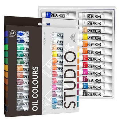 24x12ml/0.4 Fl Oz Tubes Oil Paint Set & 5 Pieces High Flexible Palette Knife Set