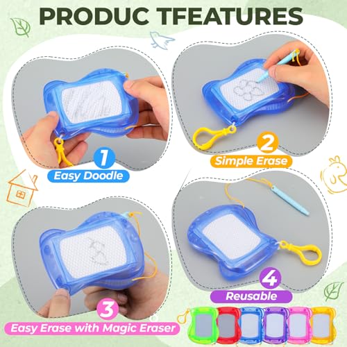 Fuyoooo 24 Set End of The Year Gifts for Kids Classroom Bulk Mini Magnetic Drawing Board Backpack Keychain Clip Erasable Doodle Writing Pad with Tag Ribbon for Birthday Sunday School Graduation Gifts