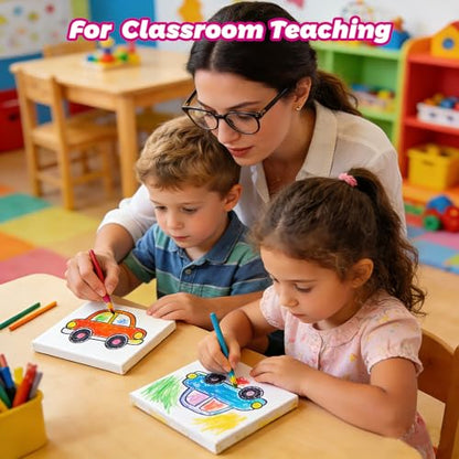 12 Pcs Stretched Canvas, 4x4 Canvas, Black & White Blank Canvas, 100% Cotton with Natural Cottonseed Husk, 12oz Triple Primed, Warp-Resistant Wood Frame, Ready to Paint for Acrylics & Oils - size: 12PK 4x4
