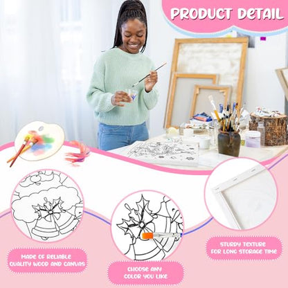 Sherr 20 Pcs Stretched Pre Drawn Canvas Afro Queen Black Art for Painting for Adults Outline Pre Drawn Stretched Cotton Canvas to Paint Party Set, 8 x 10''(Holiday) - style: Holiday