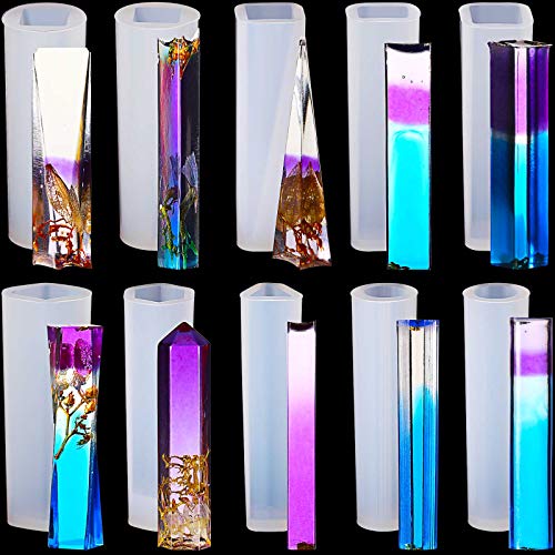 Patelai 10 Styles Pendulum Resin Molds Silicone Pendant Molds Epoxy Quartz Crystal Gemstone Multi-Facet Jewelry Molds for DIY Crafts Jewelry Decorations Making