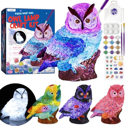 LAOESE Paint Your Own Owl Lamp Kit, Art Supplies Painting Kits for Kids 6-12, Arts and Crafts for Kids Ages 8-12, Owl Toy Girls Boys Birthday Gifts for Kids Ages 3 4 5 6 7 8 9 10 11 12+ - style: Owl