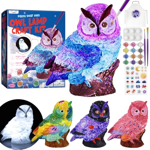 LAOESE Paint Your Own Owl Lamp Kit, Art Supplies Painting Kits for Kids 6-12, Arts and Crafts for Kids Ages 8-12, Owl Toy Girls Boys Birthday Gifts for Kids Ages 3 4 5 6 7 8 9 10 11 12+ - style: Owl