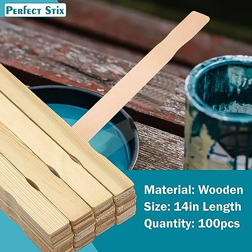 14" Wooden Paint Paddles - Mixing Sticks -Epoxy Stirrers- Pack of 100ct - size: 14"-Pack of 100ct