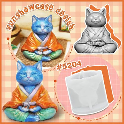 Cat Silicone Mold for Taba Squishy, Resin, Candle, Crafting Big 5'' Kitty - color: Cat