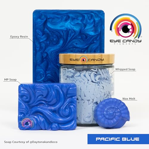 Eye Candy Pigments Premium Blue Mica Powder - Pacific Blue (50gr) - for Epoxy, Resin, Soap, Paint, Woodworking, Acrylic Pouring, Bath Bombs, Fishing Lures - DIY Arts and Crafts Additive - color: Pacific Blue