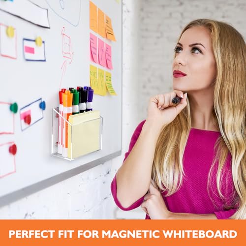 Ameceres Magnetic Pen Holder Classroom Organization Acrylic Marker Holder for Whiteboard Refrigerator Locker Accessories Pencil Dry Erase Marker Basket (1 Compartment * 2) - size: 1 Compartment * 2