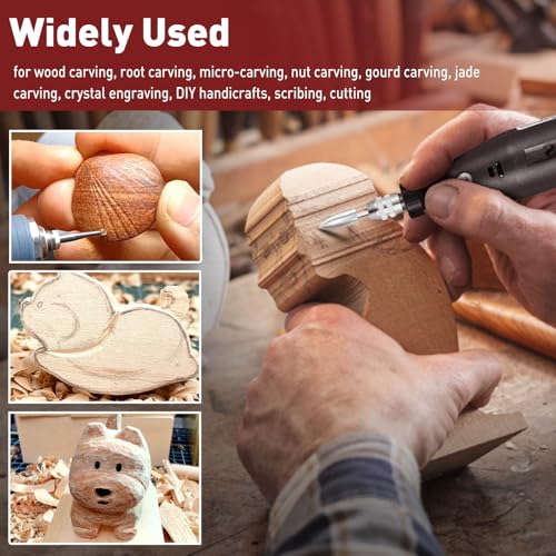 Wood Carving Drill Bits Set Compatible with Dremel Rotary Tool 7 Pcs Engraving Drill Accessories Bit Wood Crafts Grinding Woodworking Tool with 1/8” Shank for DIY Carving Drilling Micro Sculpture