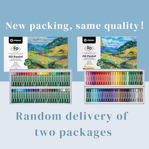 Artecho Oil Pastels Set of 50 Colors (8 x 60 mm) | Soft Oil Pastels, For Art Painting, Drawing, Blending, For Artists, Teachers - style: 50 Basic Colors
