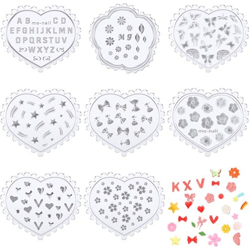 Zeyune 8 Pcs Polymer Clay Molds, Silicone Mini Flower Bows Alphabet Cutters for Earring Jewelry Making, Small Rose Daisy Leaf Letter Clay Mold Kit(Fresh) - style: Fresh