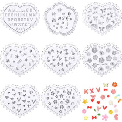 Zeyune 8 Pcs Polymer Clay Molds, Silicone Mini Flower Bows Alphabet Cutters for Earring Jewelry Making, Small Rose Daisy Leaf Letter Clay Mold Kit(Fresh) - style: Fresh