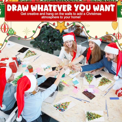Blosssound 10 Set Pre Printed Canvas Pre Drawn Canvas Painting with Easel Kits 5" x 7" Outline Painting Panels for Beginners, DIY Craft Project, Party Favor, Home Decors (Christmas Tree) - style: Christmas Tree