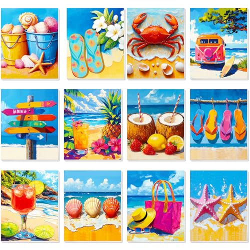 Sherr 12 Pcs Pre Drawn Canvas Pre Printed Canvas for Adults Sip and Paint Party Canvases Painting Kit for Summer Easter Mother's Day Party Favor(Colorful Hawaii,8 x 10 Inch) - size: 8 x 10 Inch, style: Colorful Hawaii