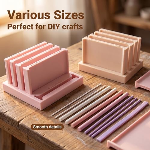Polymer Clay Thickness String Roller Tool, 5 Size Even-Thickness Guides with Base, Strip Cutter for DIY Earrings, Jewelry Making and Clay Art (Apricot) - color: Apricot