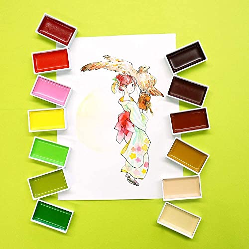 Kuretake GANSAI TAMBI Watercolor Paint Set 36 Colors, Professional-quality art supplies for artists adult painting sketching, Non-Toxic, Made in Japan - style: 36 colors set