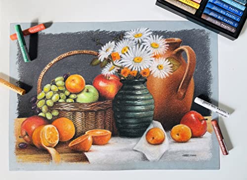 Mungyo Gallery Soft Oil Pastels Set of 48 (incl. Blending Stumps and Sandpaper Set, Pastel Holder)