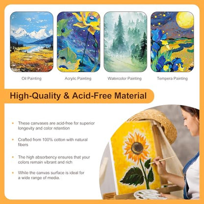 6-Piece Canvas Set for Painting – 11.8x7.9”, 7.9x5.9”, 5.9x3.9”, 7.9x7.9”, 5.9x5.9”, 3.9x3.9” Stretched Canvas Panels – White Artist Canvas Boards for Oil, Acrylic & Craft Painting (Model A) - size: Model A