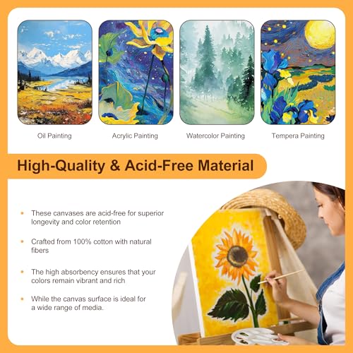 6-Piece Canvas Set for Painting – 11.8x7.9”, 7.9x5.9”, 5.9x3.9”, 7.9x7.9”, 5.9x5.9”, 3.9x3.9” Stretched Canvas Panels – White Artist Canvas Boards for Oil, Acrylic & Craft Painting (Model B) - size: Model B