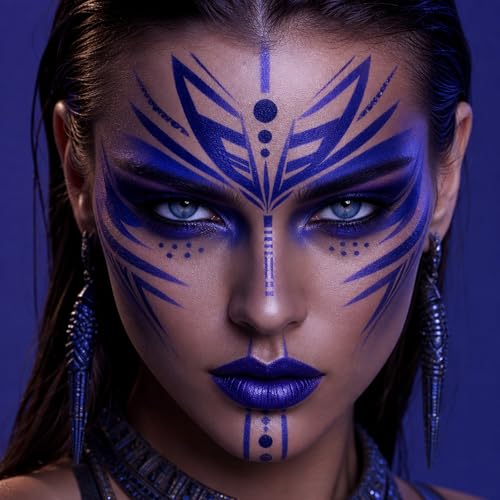White & Blue Face Paint Sticks Waterproof Eye Black for Sports Event Body Paint High Pigment for Avatar Halloween SFX Makeup Mermaid and Fantasy Character Looks - color: White & Blue