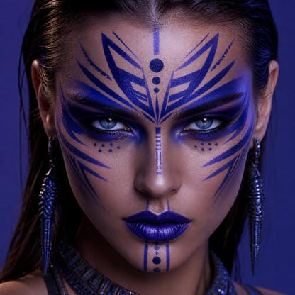 White & Blue Face Paint Sticks Waterproof Eye Black for Sports Event Body Paint High Pigment for Avatar Halloween SFX Makeup Mermaid and Fantasy Character Looks - color: White & Blue