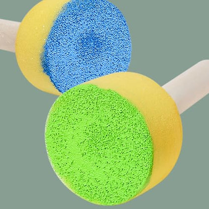 10 Pcs Round Painting Sponges Foam Brushes Foam Stencil Sponge Daubers Wood Handle Sponge Brush Painting Sponge Sticks Tools