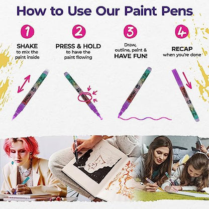 PINTAR | 24 Pack | Acrylic Paint Markers Extra Fine Tip | Rock Painting, Wood, Glass, Leather, Shoes Acrylic Paint Pens | Pack of 24, 0.77mm - size: (24 Pack)