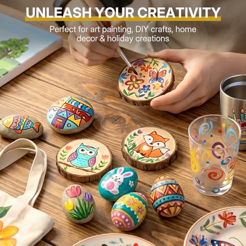 WUO 24 Colors Acrylic Paint Set, 250ml/8.45oz Bottles Acrylic Paint, Professional Large Bulk Rich Pigment, Non-Toxic Multi-Surface Art Supplies for Artists Beginners Adults on Canvas Wood Rock Crafts - color: 24 Colors