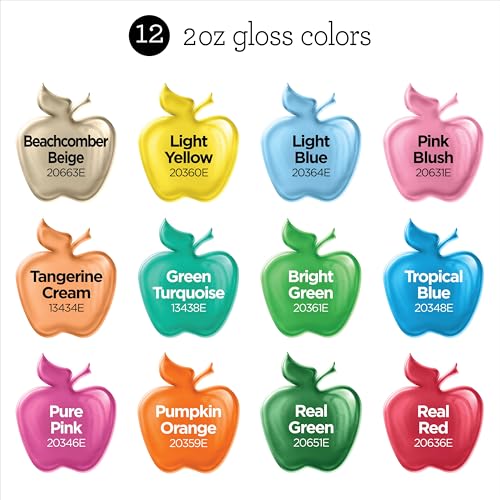 Apple Barrel Acrylic Craft Paint Set, Fiesta, Includes 12 Colors with a Gloss Finish