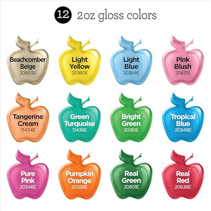 Apple Barrel Acrylic Craft Paint Set, Fiesta, Includes 12 Colors with a Gloss Finish