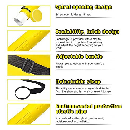 DEWEL Document Tube,Plastic Expanding Poster/Art/Document Storage Tube 24.5 to 40 inches Adjustable with Carrying Strap Waterproof and Light-Resistance Telescoping Carrying Case (Yellow-Large Size) - color: Yellow (Round), size: Large