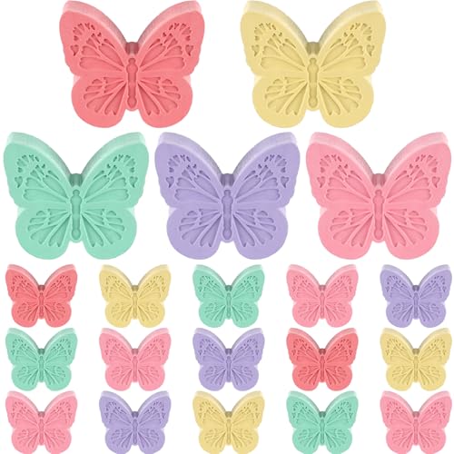 Spakon 20 Pcs Summer Butterfly Sidewalk Chalk Cute Multicolor Party Favors Bulk Fun Chalk Set for Kids Adults Washable Safe Pastel Paint for Outdoor Activities Back to School Chalkboard Blackboard