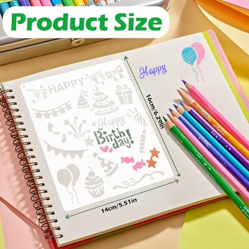 Yazhiji 8 PCS Scrapbook Stencils, Planner Stencils for Junk Journal Notebook Diary Scrapbook DIY Drawing Template Journal Stencil 5.5x6.3 Inch - style: Scrapbook Template