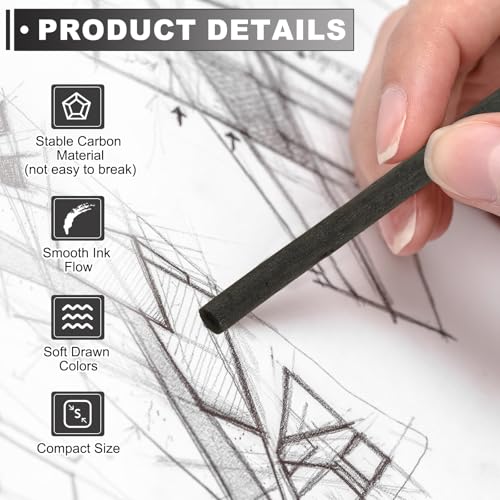 PATIKIL 7-8mm Willow Charcoal Sticks, 25 Pack Vine Sketch Drawing Charcoal Pencil Art Supplies for Sketching Shading Painting Artist Beginner Art Sketch, Black