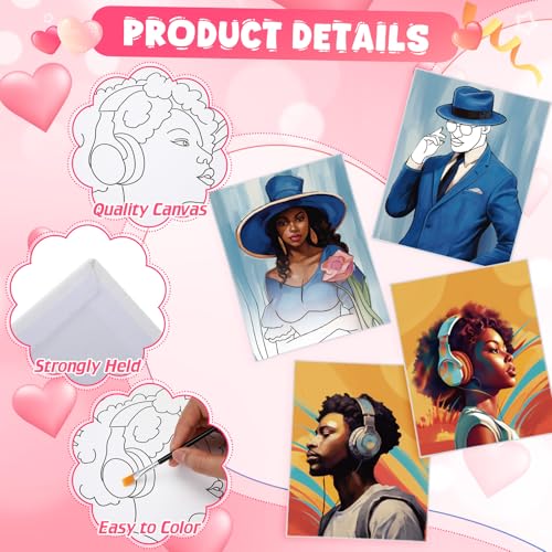 Zhanmai 88 Pcs 8 x 10 Inch Pre Drawn Canvas for Painting Kit Pre Stretched Canvas for Sip and Paint Party Coloring DIY Virtual Party Birthday Gifts Adult's Date Night(Fashion Couples) - style: Fashion Couples