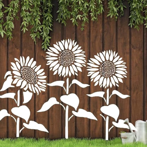 Large Flower Stencils for Wood Fence Sunflower Stencils for Painting Floral Stencil Templates for Walls Furniture Fabrics - style: Sunflower