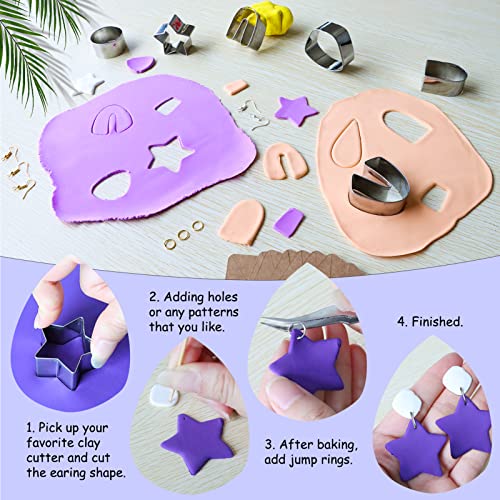 Polymer Clay Cutters, Majhulla 23 pcs DIY Clay Cutters Shapes for Polymer Jewelry Maker with Earring Cards Hooks DIY Plastic Bags Stain Steel Clay Earring Cutters for Polymer Jewelry Making