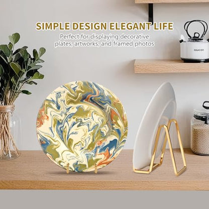 Plate Holder Easel Display Stand - 6 inch Metal Plate Stands for Display - Tabletop Picture Stand - Gold Iron Easels for Display Pictures | Photo Frames | Book | Decorative Plates | Plaque - 4 Pack - size: 6 inch-4