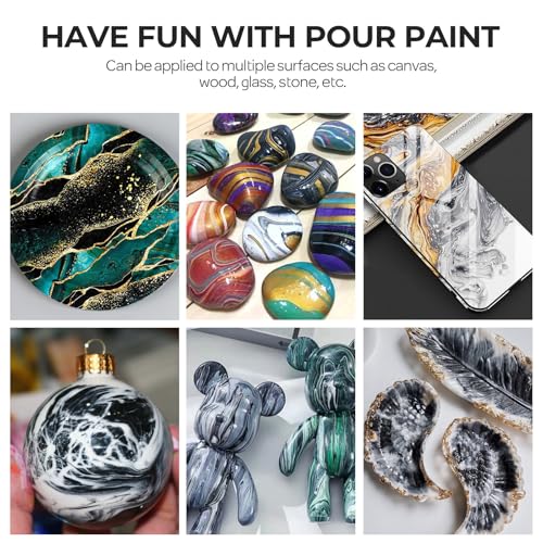Nicpro Titanium White Color Acrylic Pour Paint, 33.8 Ounce Pre-Mixed Pouring Paint Supplies with Silicone Pour Oil & Gloves for Canvas, Rock, Wood Cell Creation Flow DIY Art Painting, Ready to Pour - color: 33.8oz-white